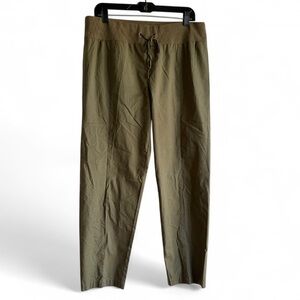 Eileen Fisher Olive Green Cotton Blend Drawstring Waist Pants Size M